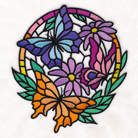 Stained Glass Butterfly Circle