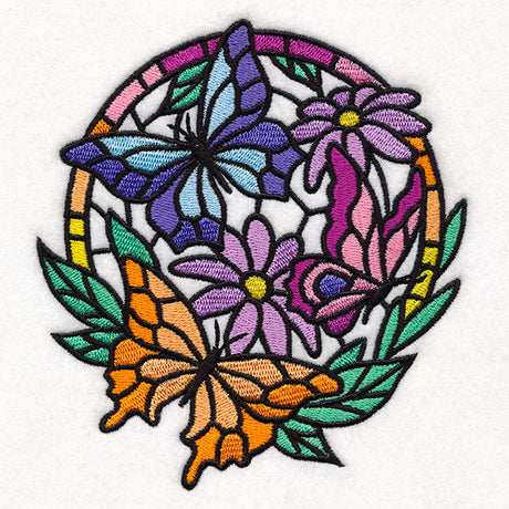 Stained Glass Butterfly Circle
