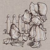 Sunbonnet Sue Farming Chickens