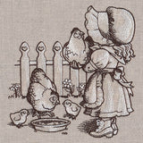 Sunbonnet Sue Farming Chickens