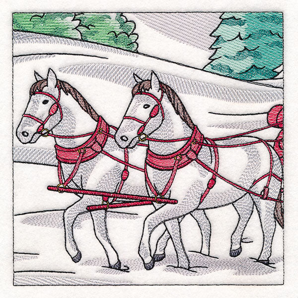 Horse Drawn Sleigh Christmas Scene Panel  5
