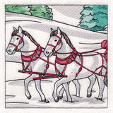 Horse Drawn Sleigh Christmas Scene Panel  5