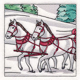Horse Drawn Sleigh Christmas Scene Panel  5