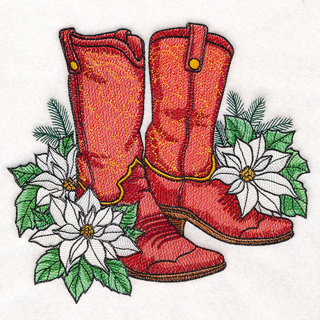 Christmas Poinsettia Cowboy Boots