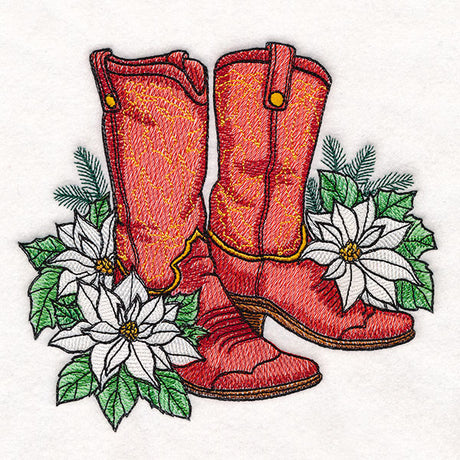 Christmas Poinsettia Cowboy Boots