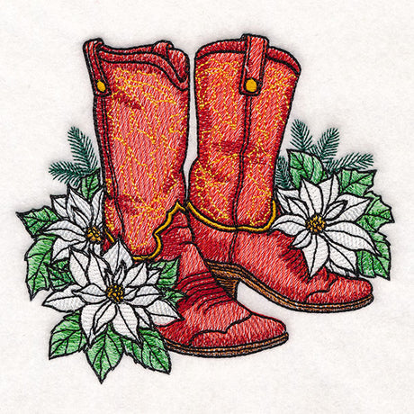 Christmas Poinsettia Cowboy Boots