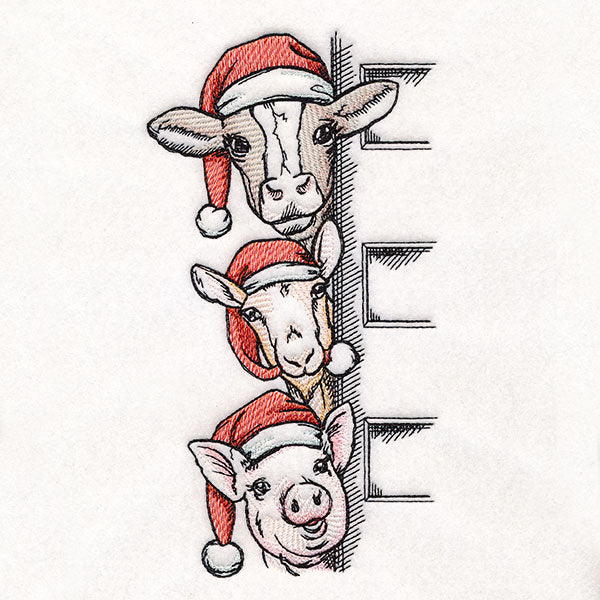 Peeking Christmas Farm Animal Stack