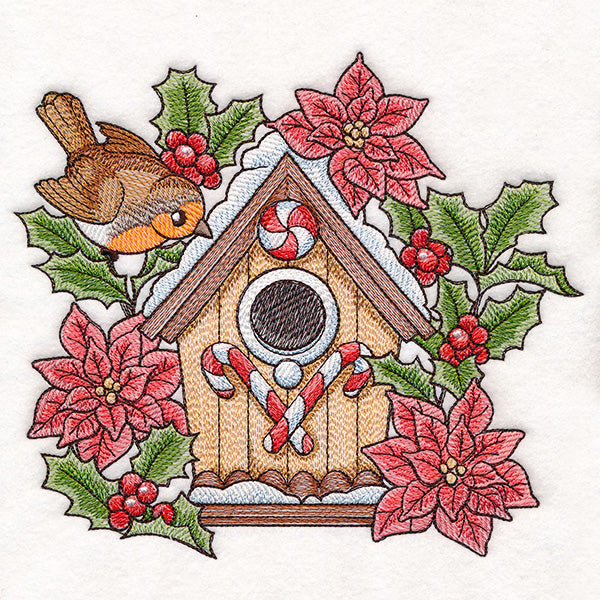 Christmas Gingerbread Birdhouse & Robin