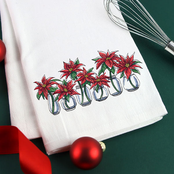 Christmas Poinsettia Jar Bouquets Border