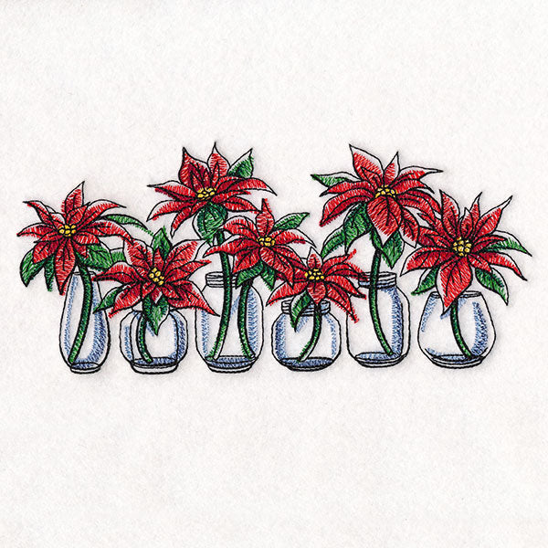 Christmas Poinsettia Jar Bouquets Border