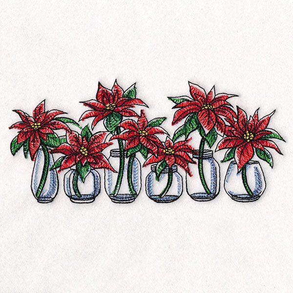 Christmas Poinsettia Jar Bouquets Border