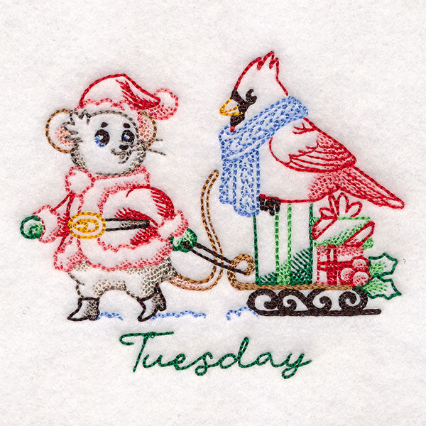 Mouse & Cardinal with Gifts on Tuesday