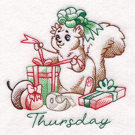 Squirrel Wrapping Gifts on Thursday