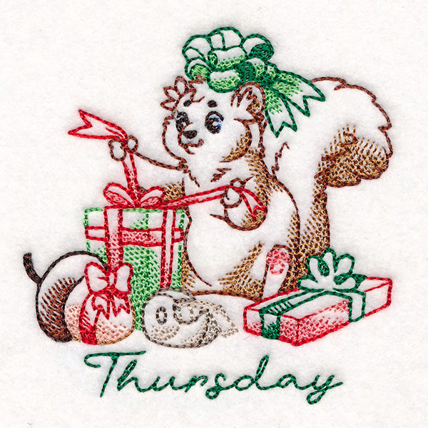 Squirrel Wrapping Gifts on Thursday