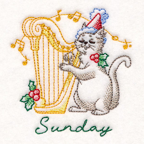 Kitten Playing a Harp on Sunday