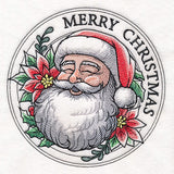 Merry Christmas Santa with Poinsettias Stamp