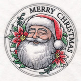 Merry Christmas Santa with Poinsettias Stamp