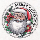 Merry Christmas Santa with Poinsettias Stamp