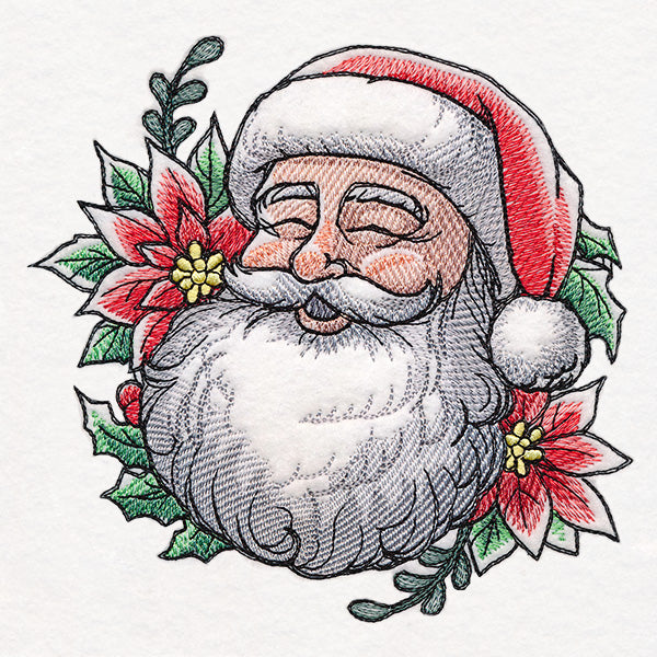 Merry Christmas Santa with Poinsettias