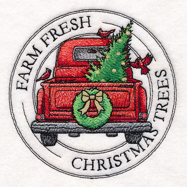 Christmas Trees Retro Truck Stamp