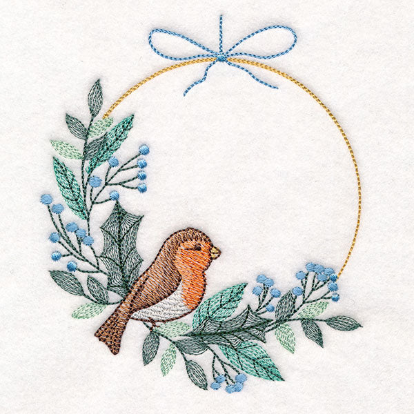 Delicate Winter Robin Wreath