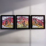 Stained Glass Geese in Flight Square 1