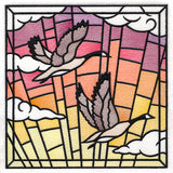 Stained Glass Geese in Flight Square 2