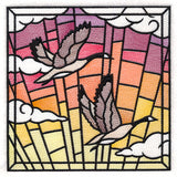 Stained Glass Geese in Flight Square 2