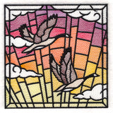 Stained Glass Geese in Flight Square 2