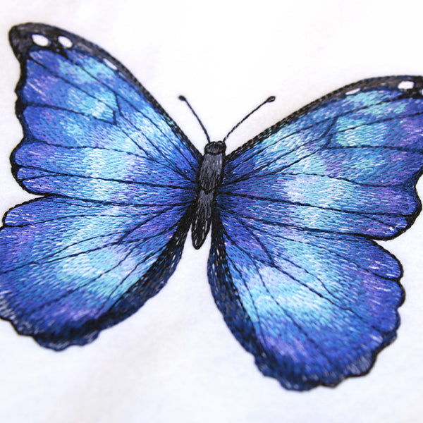 Textured & Lovely Blue Morpho Butterfly – Embroidery Library