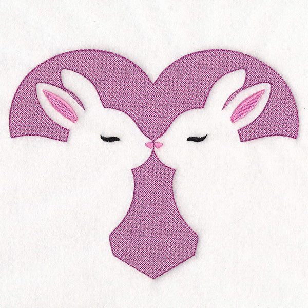 Kissing Bunnies Heart (Embossed)