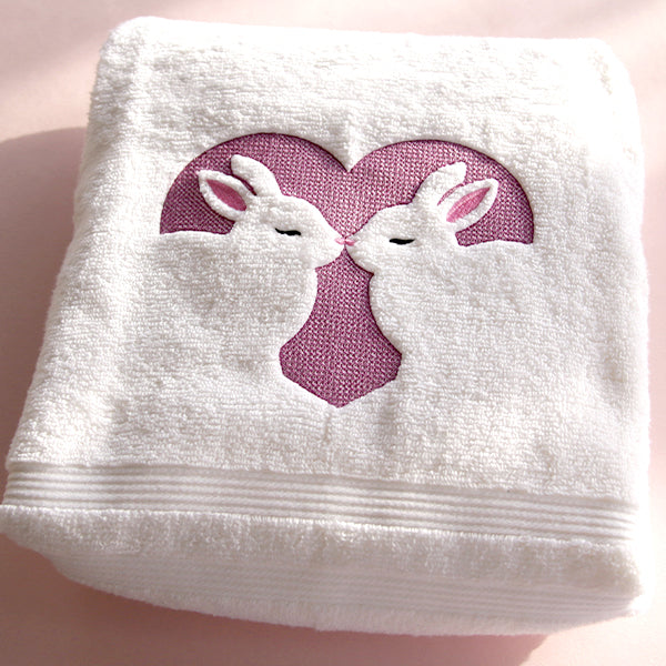 Kissing Bunnies Heart (Embossed)