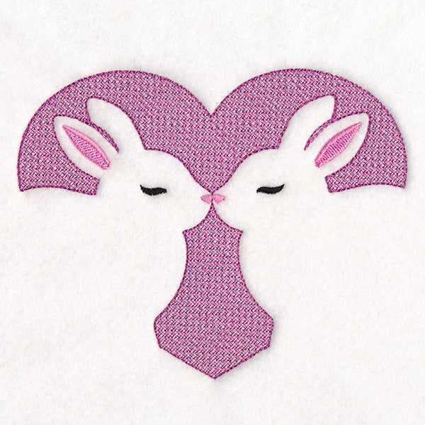 Kissing Bunnies Heart (Embossed)