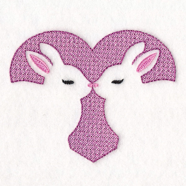 Kissing Bunnies Heart (Embossed)