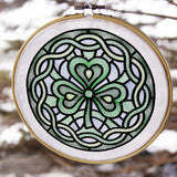 Celtic Shamrock Stained Glass Circle