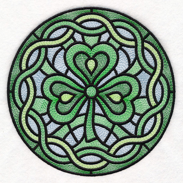 Celtic Shamrock Stained Glass Circle