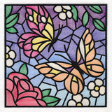 Stained Glass Butterfly Garden Square 1