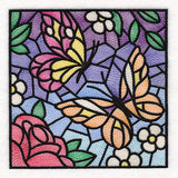 Stained Glass Butterfly Garden Square 1