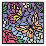 Stained Glass Butterfly Garden Square 1