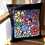 Stained Glass Butterfly Garden Square 2