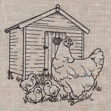 Hen and Chicks at the Chicken Coop Etching
