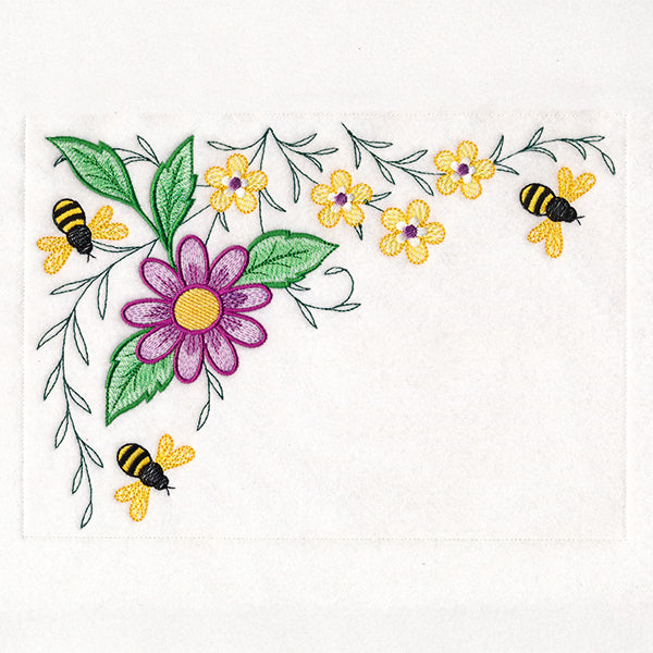 Garden Bees Placemat Corner - Top Left – Embroidery Library