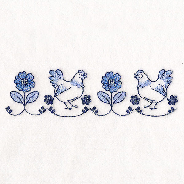 Delicate Delft Blue Border- Chicken