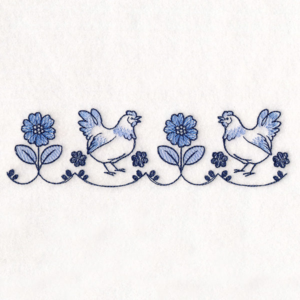 Delicate Delft Blue Border- Chicken