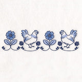 Delicate Delft Blue Border- Chicken