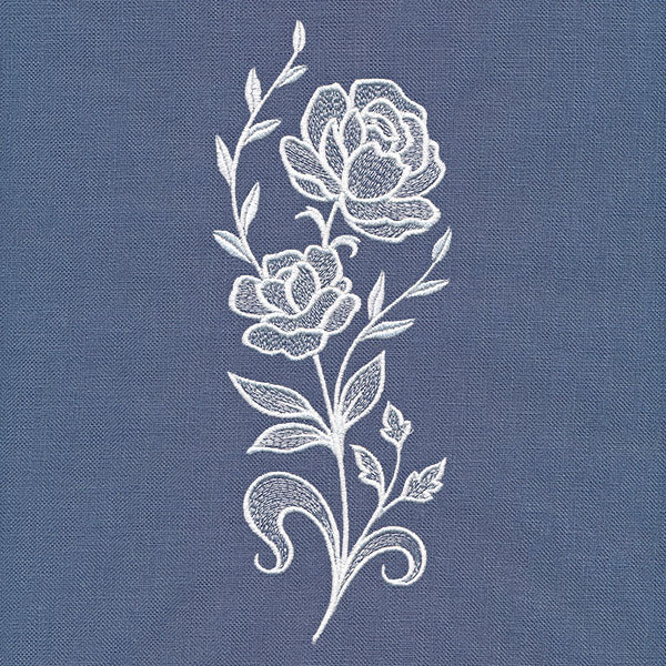 Classic Blooms Tall Border 3 (Whitework)