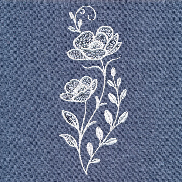 Classic Blooms Tall Border 2 (Whitework)