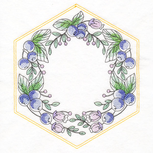 Sweet Fruit Quilt  Hexagon - Blueberries