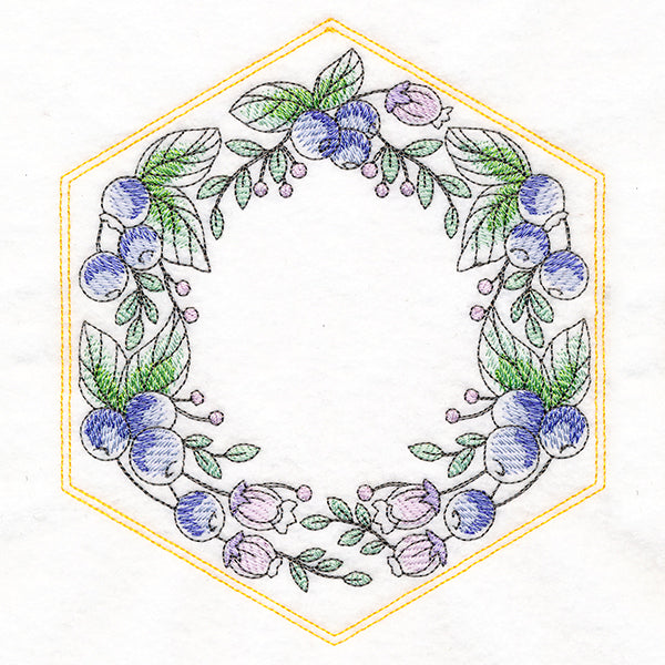 Sweet Fruit Quilt  Hexagon - Blueberries