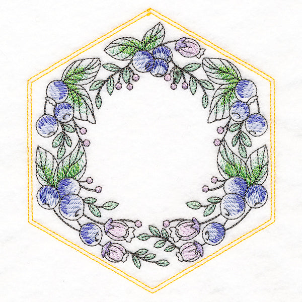 Sweet Fruit Quilt  Hexagon - Blueberries